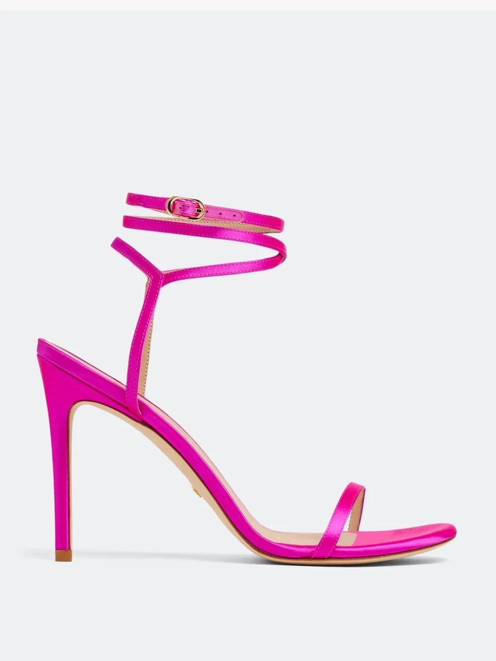 Stuart Weitzman RED leather Ankle-Strap Stiletto Sandals Barelynude 100 wrap 10🔥